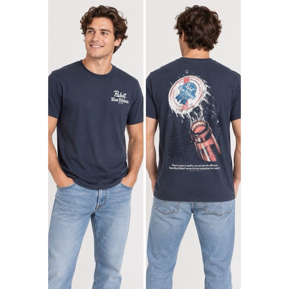 Old Navy Pabst Blue Ribbon PBR Graphic T-Shirt Dusk Navy Beer Tee Men’s XS New